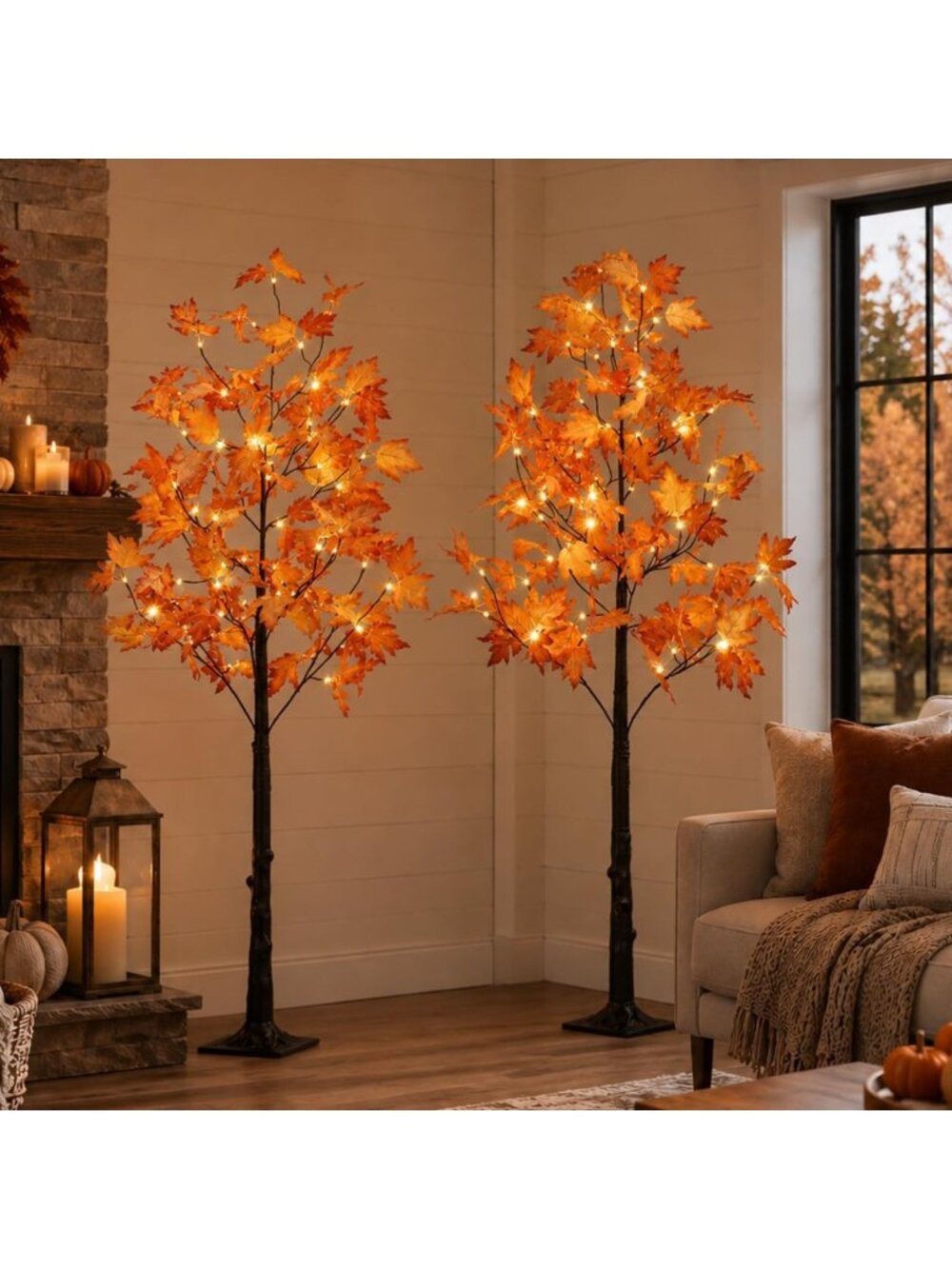 5FT LED Lighted Maple Trees - 2-Pack for Indoor & Outdoor Home Décor